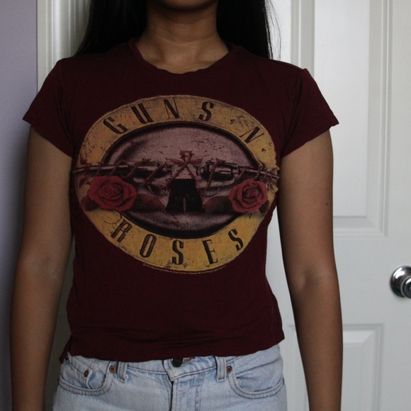 Guns N Roses Maroon Burgundy Crop Top - Picture 3 of 3